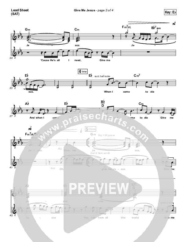 Give Me Jesus Lead Sheet (SAT) (Danny Gokey)