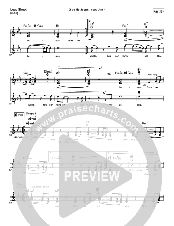 Give Me Jesus Lead Sheet (SAT) (Danny Gokey)