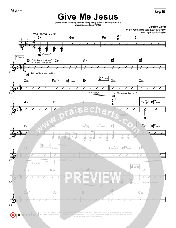 Give Me Jesus Rhythm Chart (Danny Gokey)