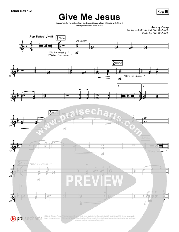 Give Me Jesus Tenor Sax 1/2 (Danny Gokey)