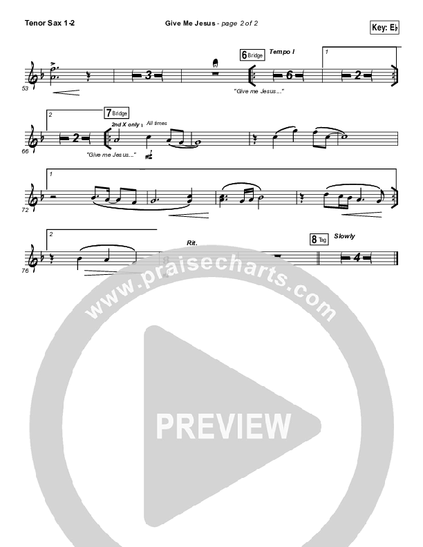 Give Me Jesus Tenor Sax 1/2 (Danny Gokey)