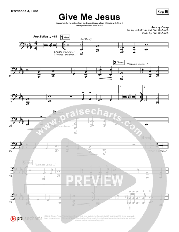 Give Me Jesus Trombone 3/Tuba (Danny Gokey)