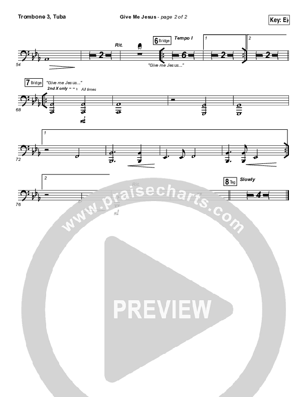 Give Me Jesus Trombone 3/Tuba (Danny Gokey)
