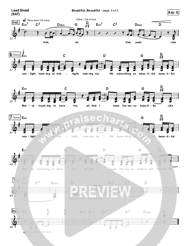 Beautiful Beautiful Lead Sheet (SAT) (Francesca Battistelli)