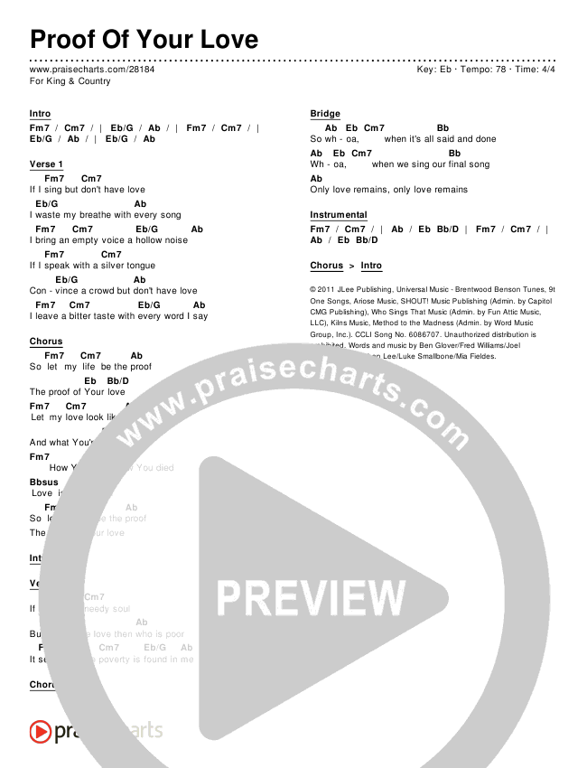 Proof Of Your Love Chords & Lyrics (for KING & COUNTRY)