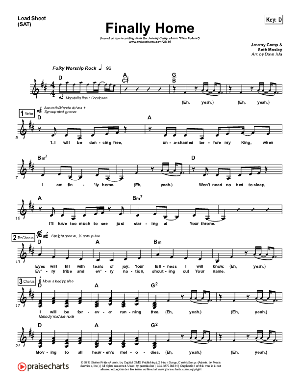 Finally Home Lead Sheet (Jeremy Camp)