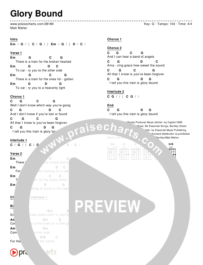 Glory Bound Chords & Lyrics (Matt Maher)