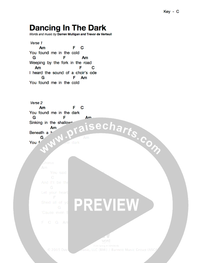 Dancing In The Dark Chords - We Are Messengers | PraiseCharts