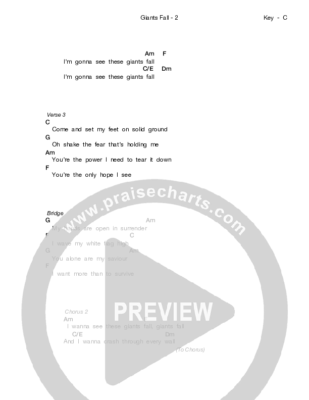 Giants Fall Chords & Lyrics (We Are Messengers)
