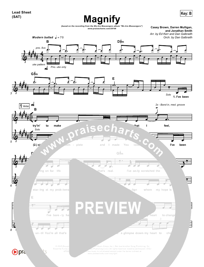 Magnify Sheet Music (We Are Messengers) PraiseCharts