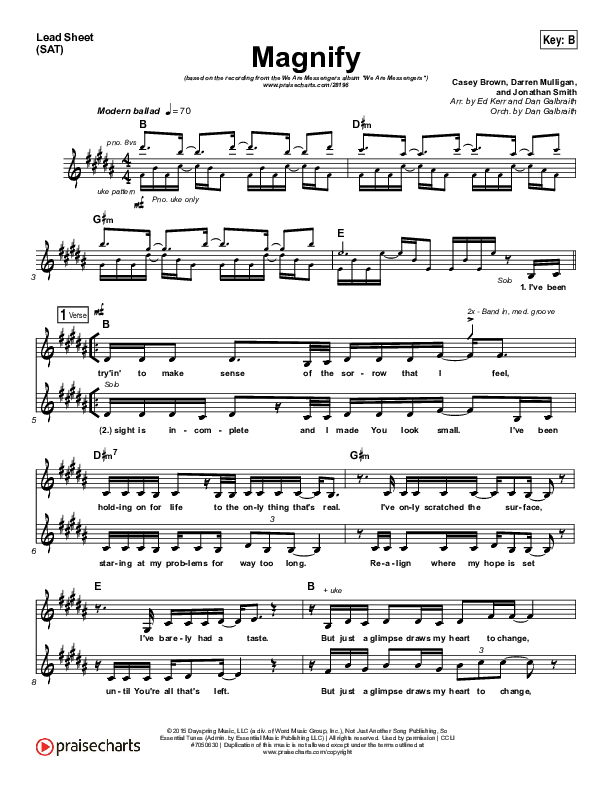 Magnify Lead Sheet (SAT) (We Are Messengers)