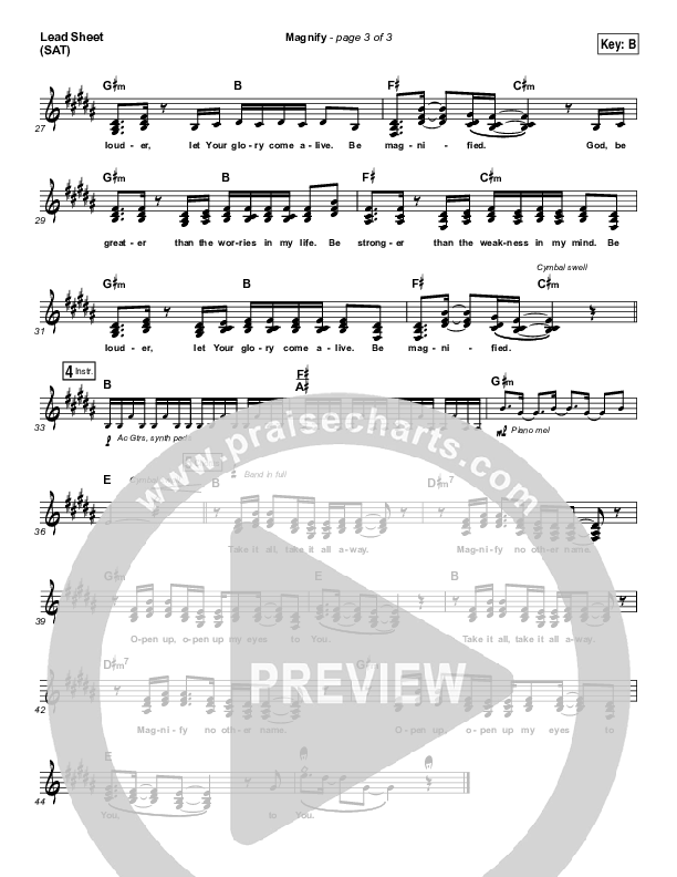 Magnify Lead Sheet (SAT) (We Are Messengers)