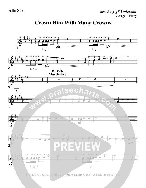 Crown Him With Many Crowns (Instrumental) Alto Sax (AnderKamp Music)