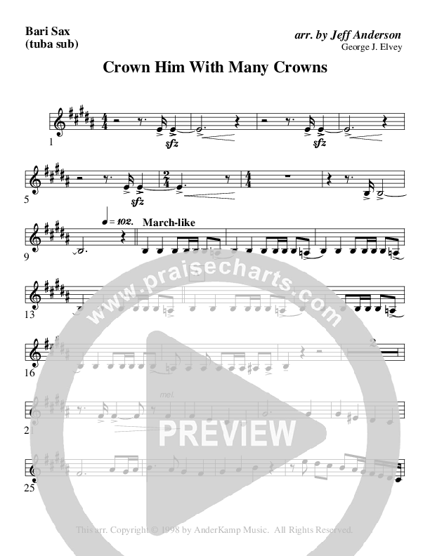Crown Him With Many Crowns (Instrumental) Bari Sax (AnderKamp Music)