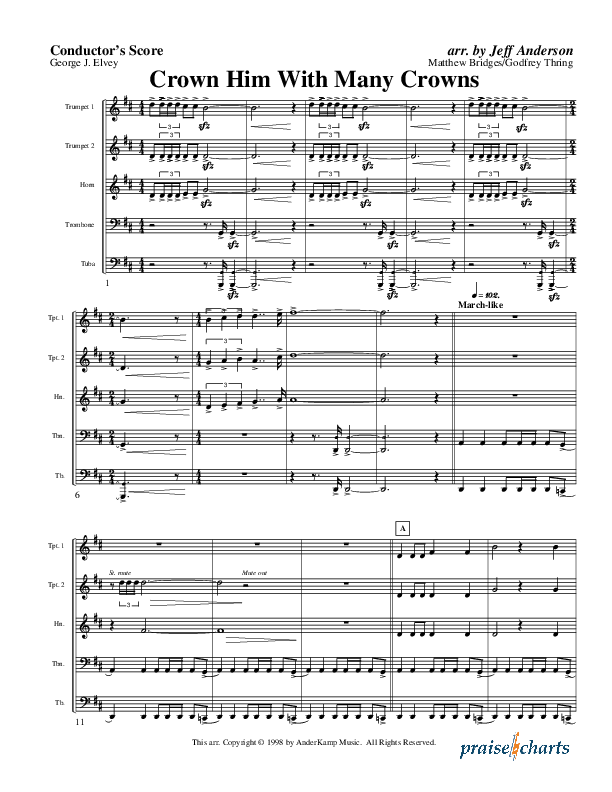 Crown Him With Many Crowns (Instrumental) Conductor's Score (AnderKamp Music)