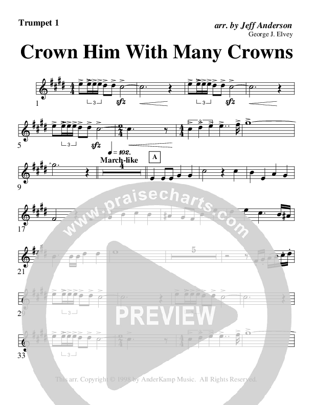Crown Him With Many Crowns (Instrumental) Trumpet 1 (AnderKamp Music)