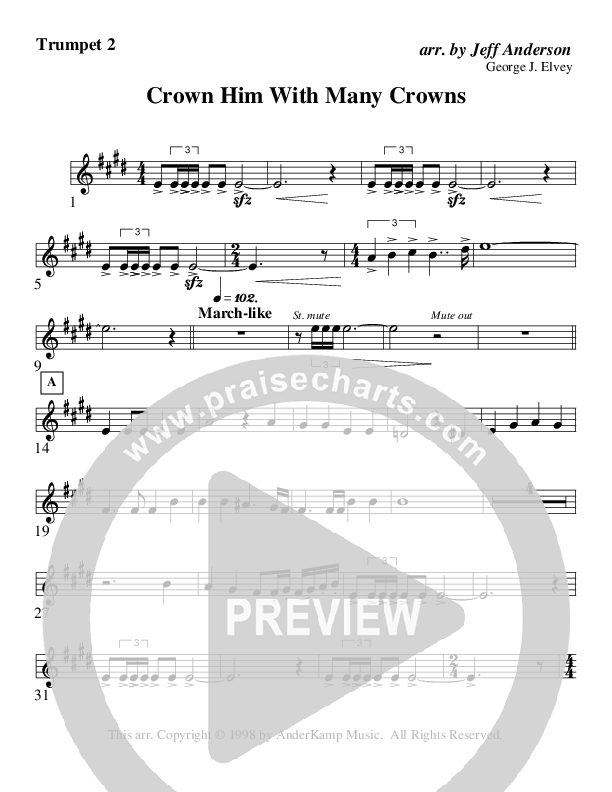 Crown Him With Many Crowns (Instrumental) Trumpet 2 (AnderKamp Music)