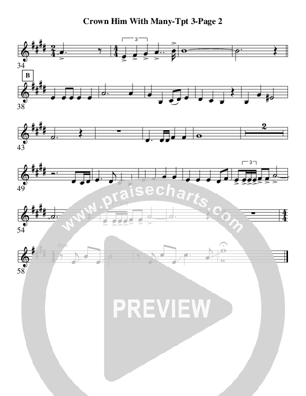 Crown Him With Many Crowns (Instrumental) Trumpet 3 (AnderKamp Music)