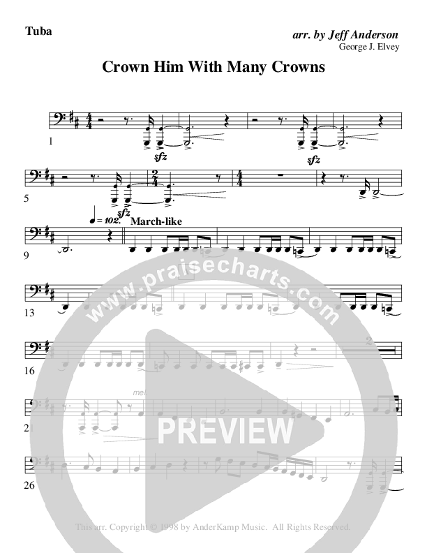 Crown Him With Many Crowns (Instrumental) Tuba (AnderKamp Music)