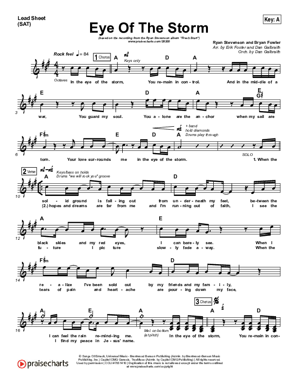 Eye Of The Storm Lead Sheet (SAT) (Ryan Stevenson)