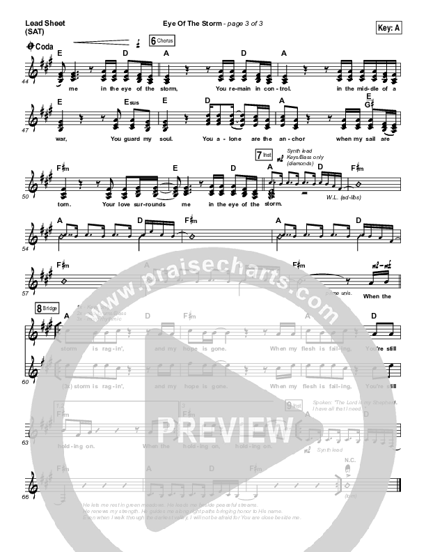 Eye Of The Storm Lead Sheet (SAT) (Ryan Stevenson)
