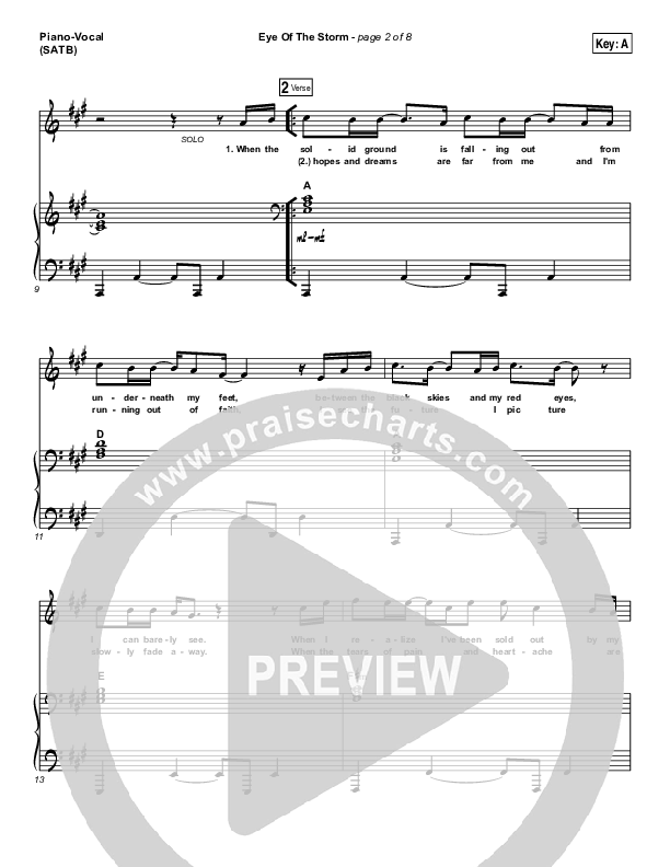 Eye Of The Storm Piano/Vocal (SATB) (Ryan Stevenson)