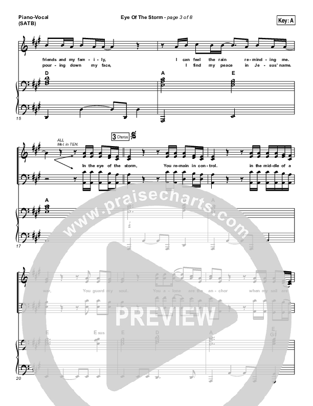 Eye Of The Storm Piano/Vocal (SATB) (Ryan Stevenson)