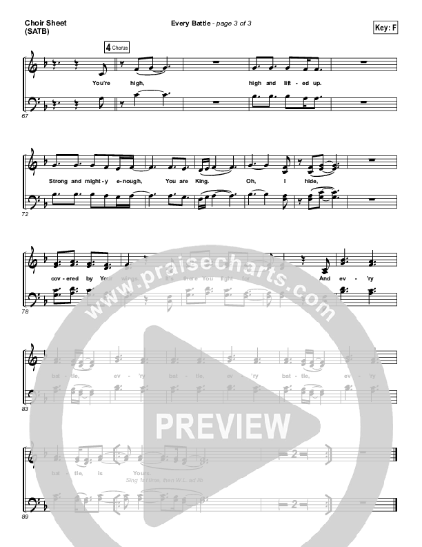 Every Battle Choir Sheet (SATB) (Gateway Worship Voices / Rita Springer)