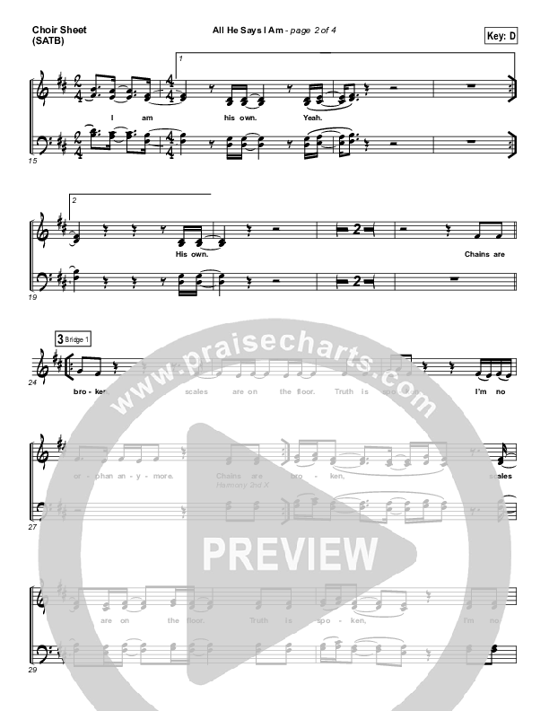 All He Says I Am Choir Sheet (SATB) (Gateway Worship Voices / Anna Byrd)