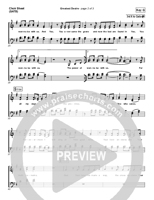Greatest Desire Choir Sheet (SATB) (Gateway Worship Voices / Anna Byrd)