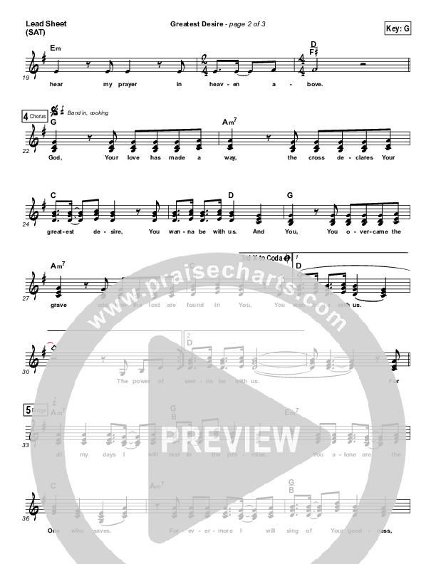 Greatest Desire Lead Sheet (SAT) (Gateway Worship Voices / Anna Byrd)
