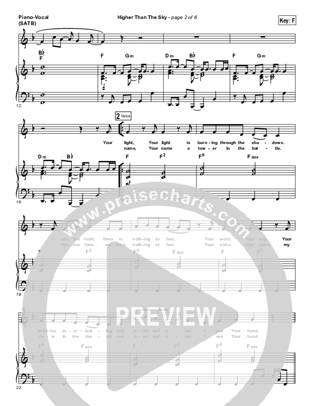 Higher Than The Sky Piano/Vocal (SATB) (Gateway Worship Voices / Melissa Jackson)
