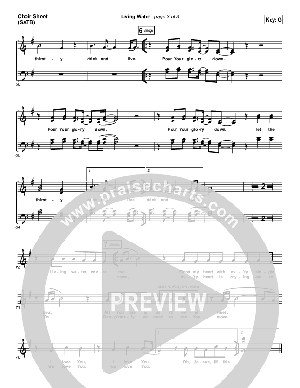 Living Water Choir Sheet (SATB) (Gateway Worship Voices / Lauren Dunn)