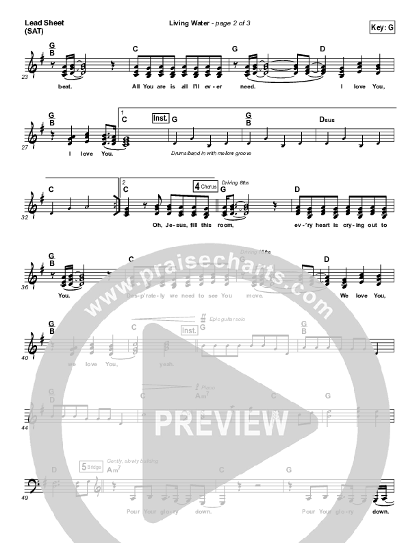 Living Water Lead Sheet (SAT) (Gateway Worship Voices / Lauren Dunn)