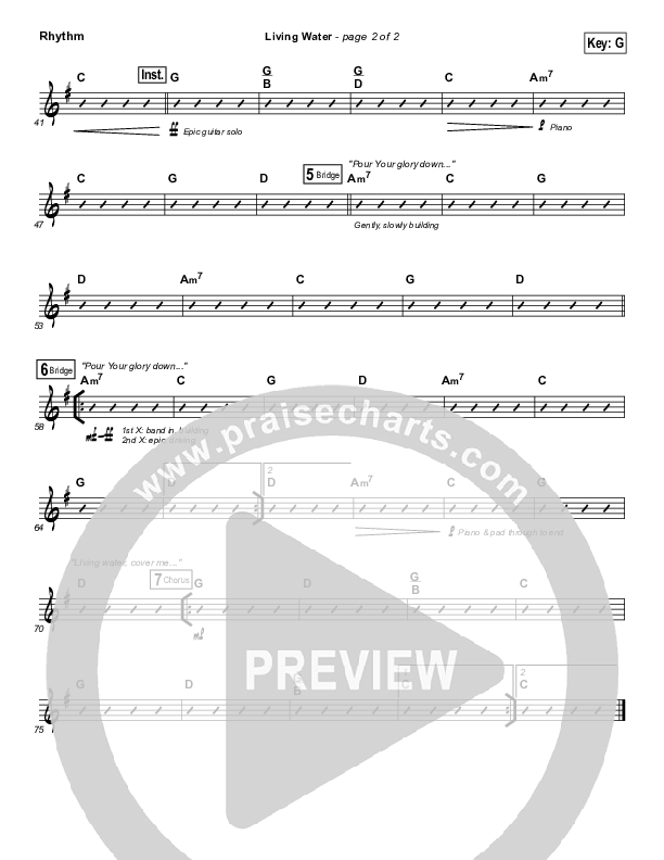 Living Water Rhythm Chart (Gateway Worship Voices / Lauren Dunn)