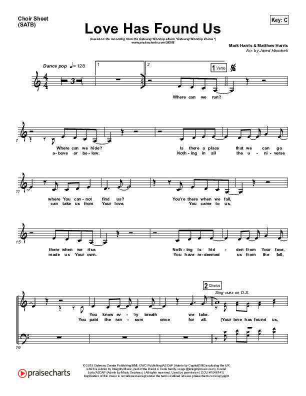 Love Has Found Us Choir Sheet (SATB) (Gateway Worship Voices / Anna Byrd)