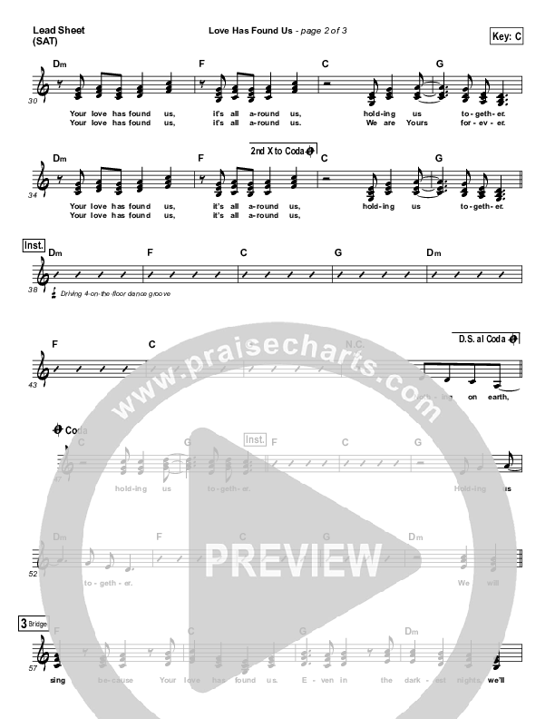 Love Has Found Us Lead Sheet (SAT) (Gateway Worship Voices / Anna Byrd)