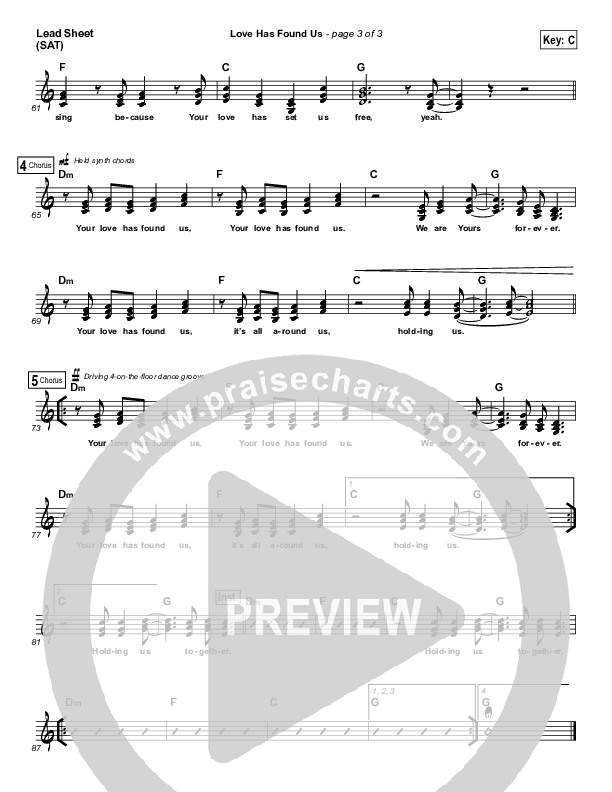 Love Has Found Us Lead Sheet (SAT) (Gateway Worship Voices / Anna Byrd)