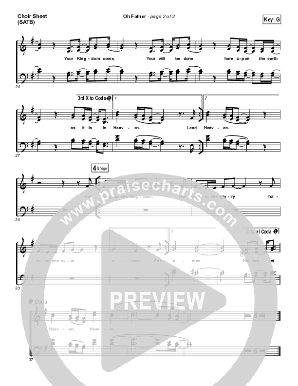 Oh Father Choir Sheet (SATB) (Gateway Worship Voices / Rebecca Hart)