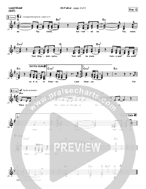 Oh Father Lead Sheet (SAT) (Gateway Worship Voices / Rebecca Hart)