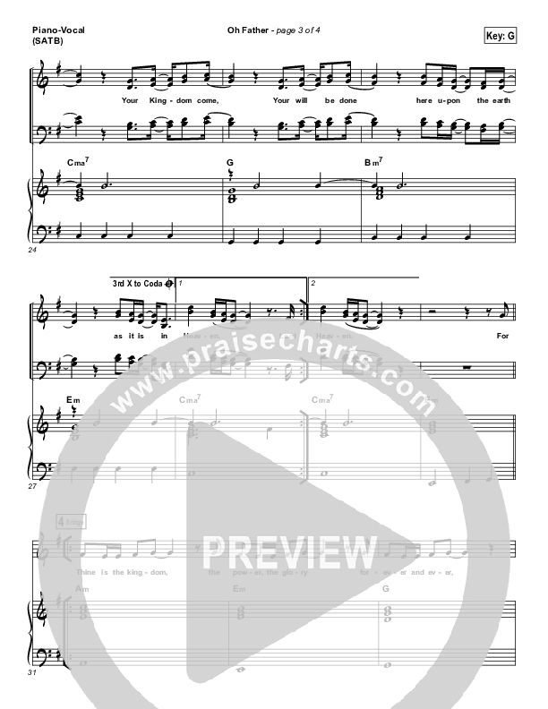 Oh Father Piano/Vocal (SATB) (Gateway Worship Voices / Rebecca Hart)