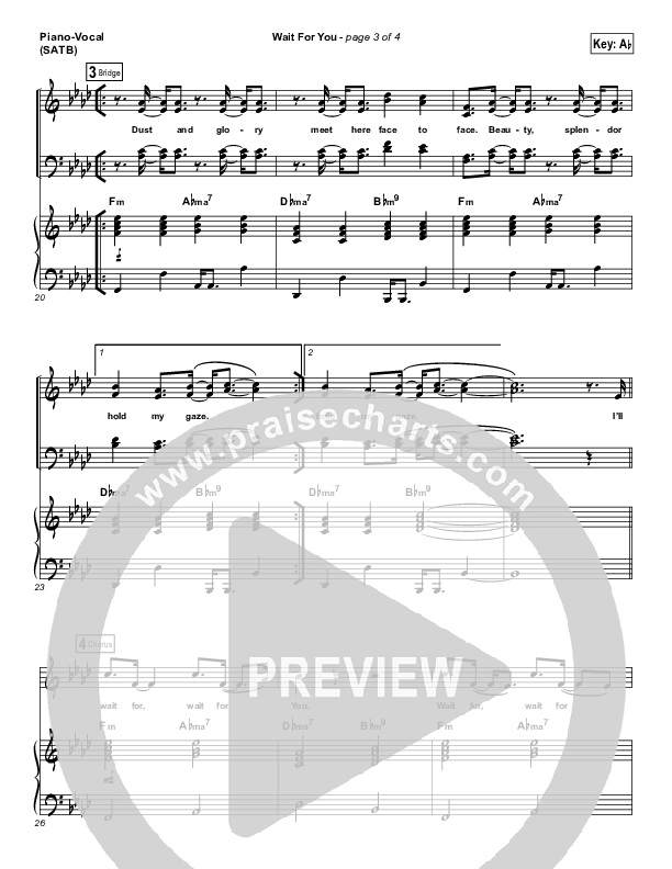 Wait For You Piano/Vocal (SATB) (Gateway Worship Voices / Rebecca Hart)