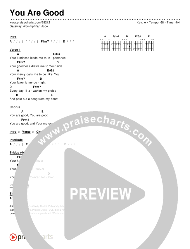 You Are Good Chords & Lyrics (Gateway Worship Voices / Kari Jobe)