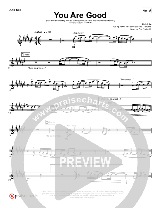 You Are Good Alto Sax (Gateway Worship Voices / Kari Jobe)