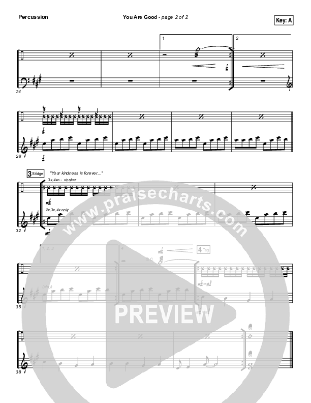 You Are Good Percussion (Gateway Worship Voices / Kari Jobe)