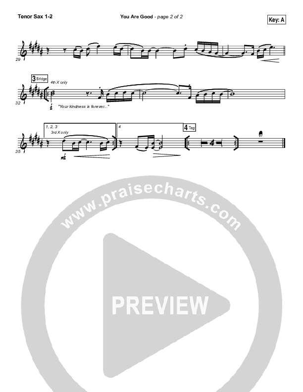 You Are Good Tenor Sax 1/2 (Gateway Worship Voices / Kari Jobe)