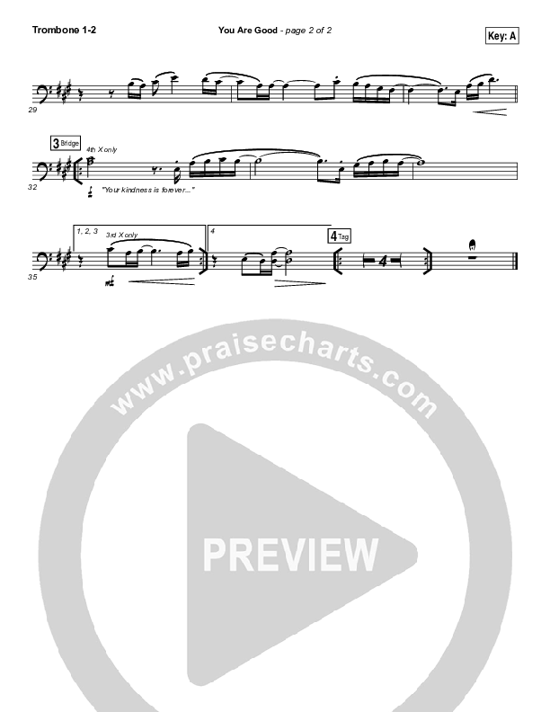 You Are Good Trombone 1/2 (Gateway Worship Voices / Kari Jobe)