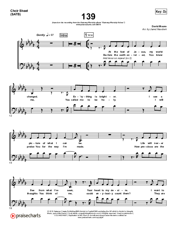 139 Choir Sheet (SATB) (Gateway Worship Voices / Alena Moore)