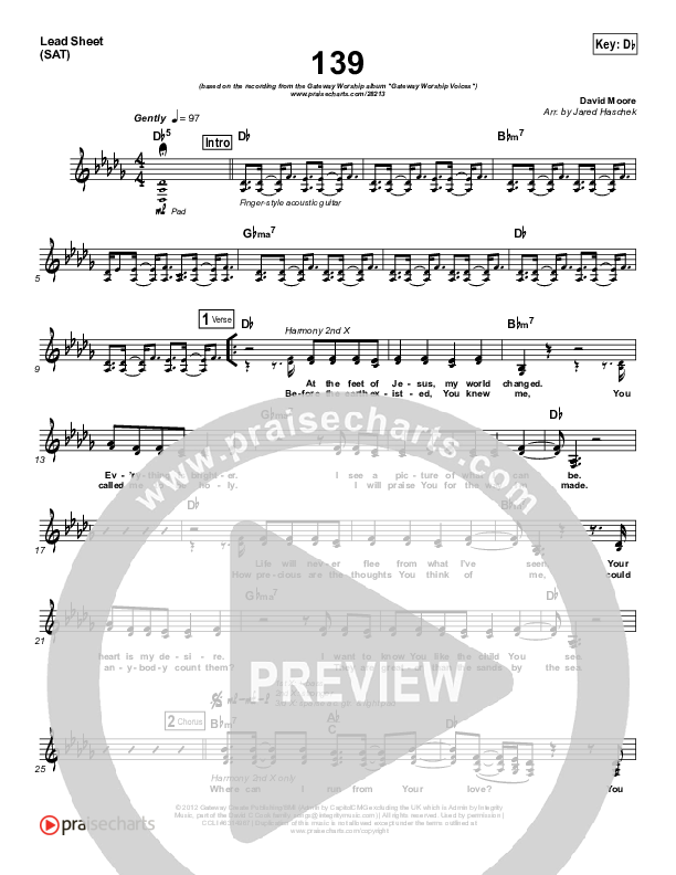 139 Lead Sheet (SAT) (Gateway Worship Voices / Alena Moore)