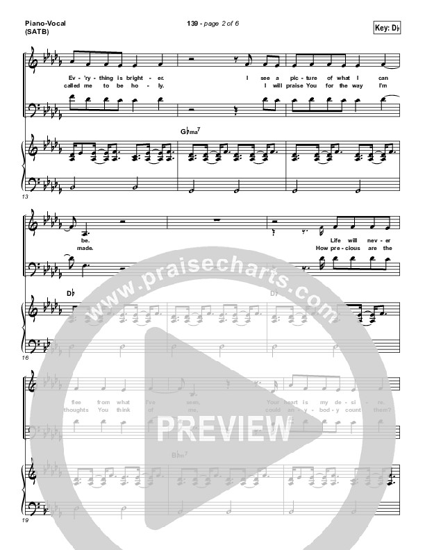 139 Piano/Vocal (SATB) (Gateway Worship Voices / Alena Moore)